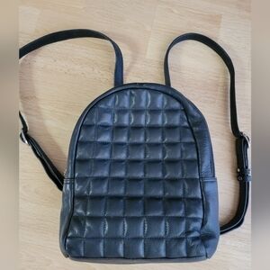 Still Nordic Black Genuine Leather Quilted Backpack